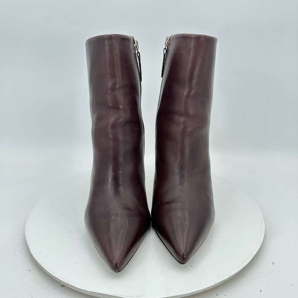 Schutz Women Size 9B Dark Brown Leather Side Zip Pointed Toe Ankle Heel Boot - Picture 2 of 11